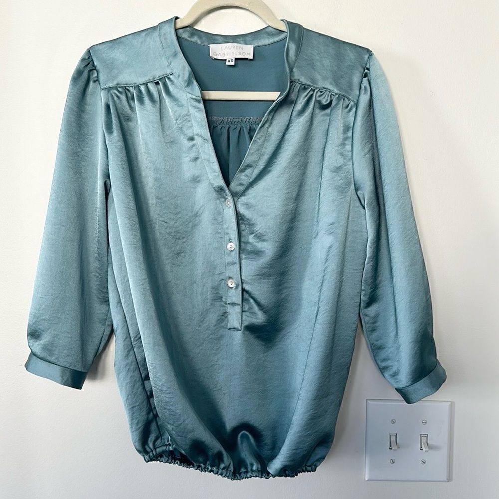 Lauren Gabrielson Brooklyn Designer Customized Green Blouse  XS